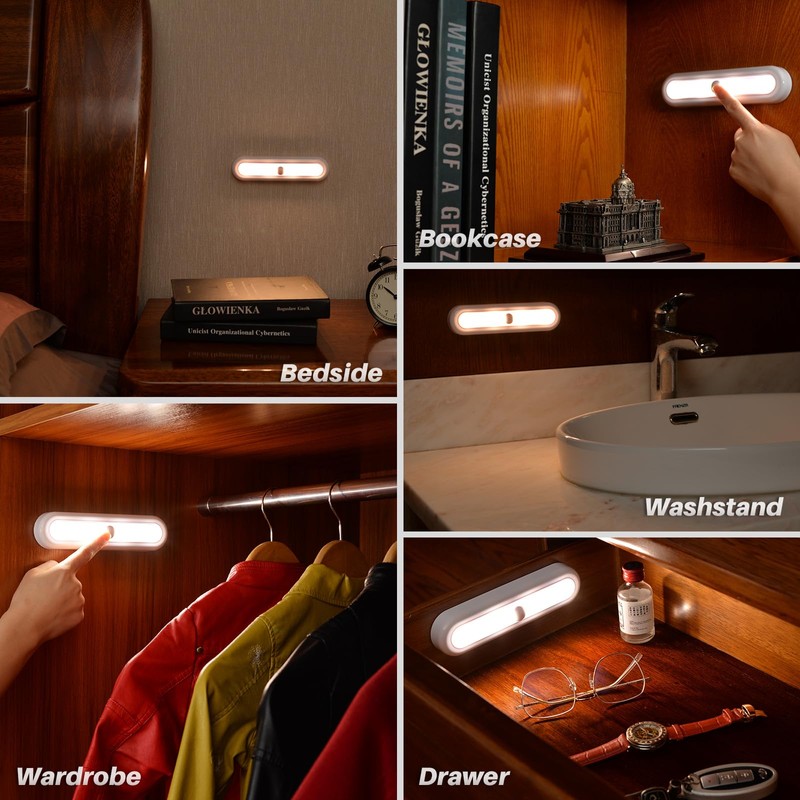 STAR-SPANGLED 3 Pack 7” Dimmable Push Tap Lights, Stick on