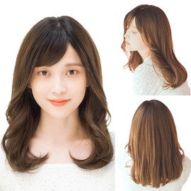 LINEASTORIA Full Wig, Medium, Semi-Long, 5 Colors, M, Ciel Curl (Milky Mocha Brown Pudding)