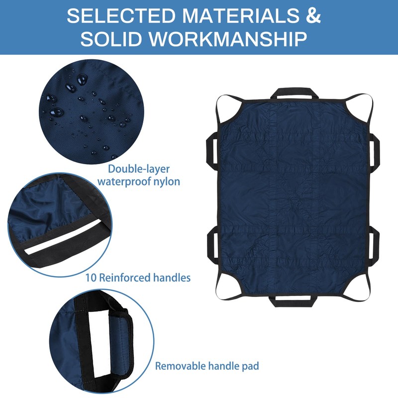 Puholo Positioning Bed Pad with Handles 50"x40" Draw Sheet for