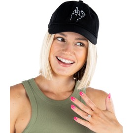 Funky Junque Dad Hat Unisex Cotton Low Profile Distressed Vintage Baseball Cap, Ring Finger - Black, One Size