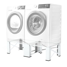 MATALDE 2 in 1 Washer Dryer Pedestals 29" - Laundry Pedestal for Washer and Dryer Stand, Steel Washing Machine Stand Raiser, Compatible with Most 4.8-5.3 cu. ft. Capacity Washer White