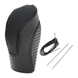 Motoforti Anti-Slip Gear Shift Knob Cover Car Stick Shifting Handle Protector for Subaru Forester 2018-2023 Black Carbon Fiber Black Faux Leather