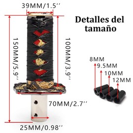 Auto pomo de palanca de cambios universal katana samurai con 4 adaptadores compatibles con coches manuales, la mayoría de los coches automáticos