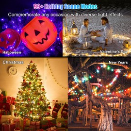 Electight Fairy Lights 66FT/20M, [APP & Remote Control] 200 LEDs RGB Smart IC Multicolor String Lights, Music/Voice Sync Color Changing, IP65 Waterproof String Lights for Bedroom, Party, Wedding, DIY
