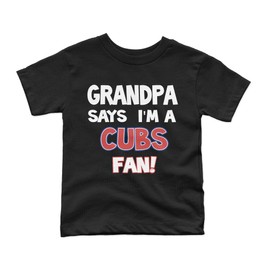 NanyCrafts Kid's Grandpa says I'm a Cubs Fan T-Shirt 12 Months Black