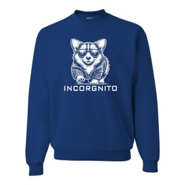 Go All Out XX-Large Royal Mens Incorgnito Funny Corgi Dog Lover Incognito Sweatshirt Crewneck