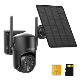 4G LTE cellular security camera with SIM Card, No WiFi Security Cameras Wireless Outdoor, 2K HD Solar Camera Outdoor Wireless, 360° PTZ Control, Human Motion Detection, 2 Way Talk, IP66 Waterproof