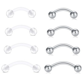 QWALIT Clear Belly Button Rings Plastic Belly Button Rings Plastic Belly Rings for Sports Surgery Plastic Snake Eyes Tongue Rings