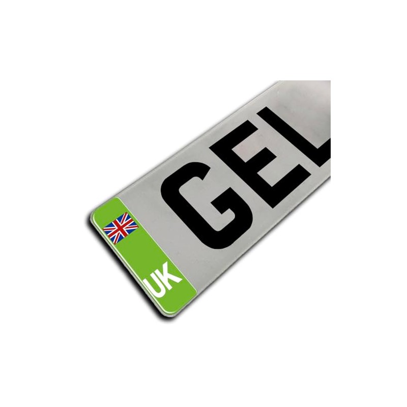 Slimline Domed Union Jack UK Vehicle Number Plate Stickers, Green,