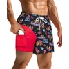 SURF CUZ Mens Swim Trunks with Compression Liner 5" Swim