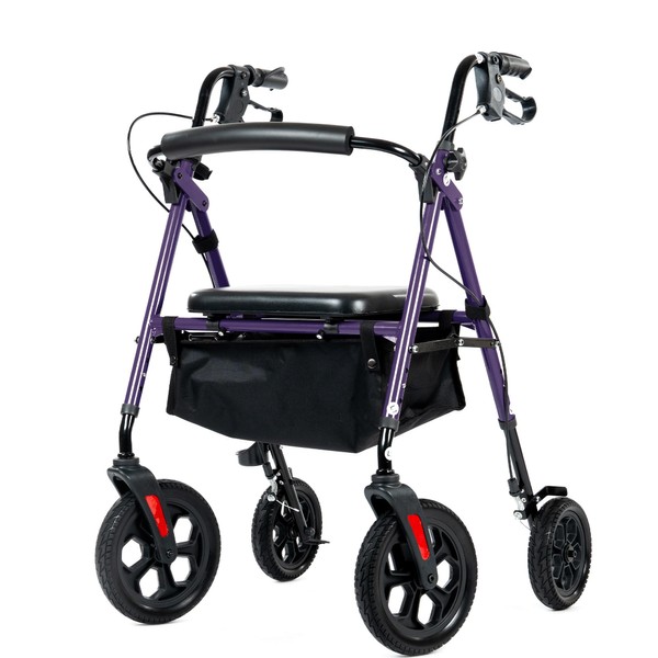 ELENKER All Terrain Rollator Walker for Seniors with 10” Wheels,