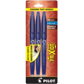 Pilot 31567 FriXion Ball Erasable Gel Pens, Fine Point, 3-Pack, Blue