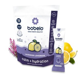 Bobelo Self Carbonating Hydration Drink | Lavender Lemonade 15 Count | Low Calorie, Electrolytes Powder Packets Drink Mix | Sparkling Water & Soda Alternative | Keto Friendly | Water Enhancer Sugar Free