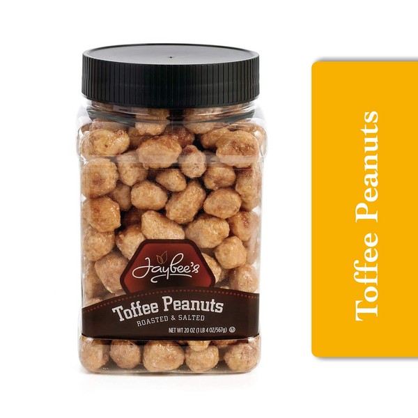 Jaybee's Toffee Covered Peanuts , Everyday Crunchy Snack, Reusable Container, Kosher (20 ounces)