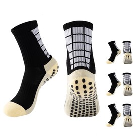 3 Pairs Anti-slip Athletic Socks for Men Women Elderly Non-slip Slipper Sock Grip Soccer Sock Trainning Sock for Basketball Football Tennis Yoga Pilates Fitness (Black 3 Pairs)