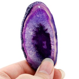 Mookaitedecor 12 Pieces Natural Geode Agate Disc Pendants for Jewellery Making Irregular Polished Top Drilled Cut Agate Plates, NA
