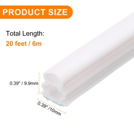 HARFINGTON Rubber Weather Stripping Door Seal Strip, 20 Feet D-Shaped Draught Excluder for Door Window Frame, Self Adhesive Waterproof Weather Sealing Strip for 0.31" to 0.37" Gap, White