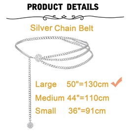 MODRSA Waist Chain Chain Belt Silver Chain Belts for Women Gold Belt Chain Sunflower Waist Chain Belt for Women Dress Plus Size 130cm
