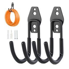 Pruite Hose Hanger Wall Mount 2 Pack,Heavy Duty Hose Holder with Screws Metal Hose Hangers for Outside,Hose Rack Suitable for Garage,Garden and Yard,Black