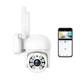 SECUEYE 2MP Dome Camera WiFi 2.4GHz 5GHz Pan/Tilt/Zoom Automatic Tracking Human Dection Color Night IP65 Waterproof 24/7 Recording Outdoor Security (2MP)