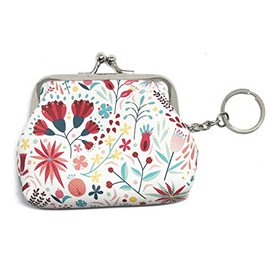Sonoran Souvenirs Vintage Red Carnation Kiss Lock Coin Purse - My Melody Cute Wallet Keychain - Mod Style women's Shoujo Change Wallet for School or Concert