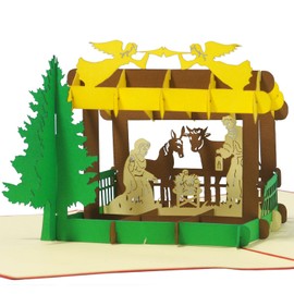 LINPOPUP®, LIN17586, Pop Up Christmas Card, Pop Up Christmas, Christmas Card, 3D Christmas Cards, 3D Christmas Card, Christmas Nativity Card, N443