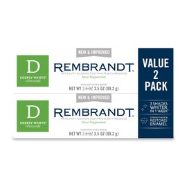 Rembrandt Deeply White + Peroxide Whitening Toothpaste, Peppermint Flavor, 3.5-Ounce (2 Pack)