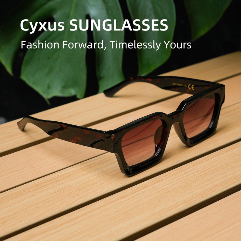 Cyxus Sunglasses Womens Men Square Chunky Frame Retro Stylish UV