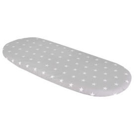 Medi Partners Fitted Sheet for Pram, 86 x 40 cm, 100% Cotton Mattress Protector (White stars with grey)