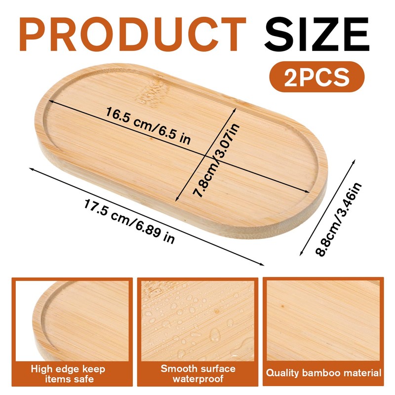 2 Pcs Bamboo Bathroom Trays Bathroom Countertop Tray Oval Vanity