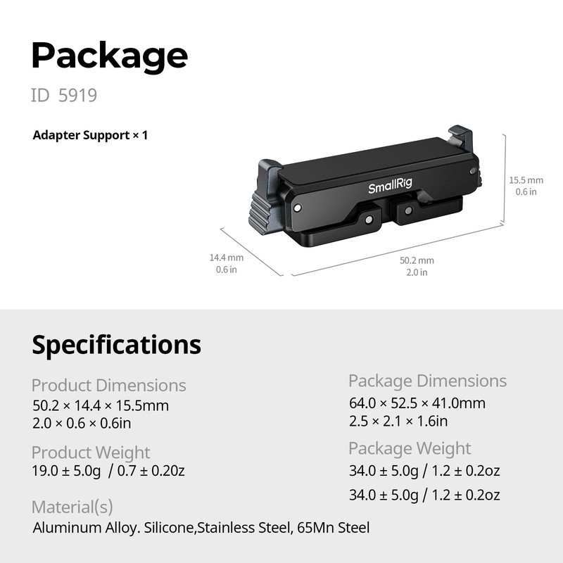 Adapter Support for SMALLRIG Insta360 GO Ultra 5919