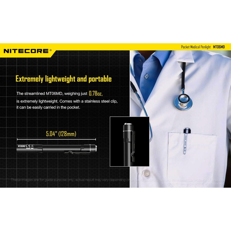 Nitecore MT06MD Penlight Flashlight, 180 Lumen LED for Medical Doctors,