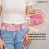 XZQTIVE Women Elastic Braided Belt with Silver Buckle, Woven Stretch