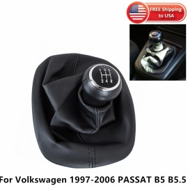 Unbranded For VW PASSAT B5/B5.5 1997-2006 5 Speed Black Gear Shift Knob With Dust Cover