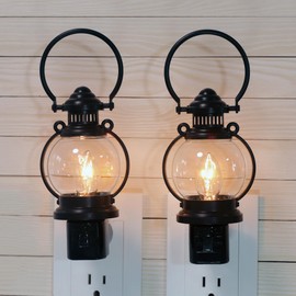 AYTPU Vintage Night Light Plug in, Dusk to Dawn Sensor, 2 Pack, Black