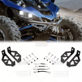 sinocea0 For Yamaha YXZ1000R Front LED Headlight Assembly Mount Brackets Wire Kit 2015-24