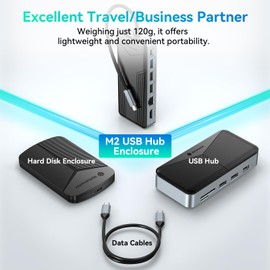 Yottamaster USB C Hub with 4TB M.2 NVMe SSD Enclosure, 8 Ports USB C HUB Adapter 10Gbps USB 3.2 Gen2, 4K@60Hz HDMI, 100W PD, Ethernet for Windows, Mac [Diskless] - YM28PR