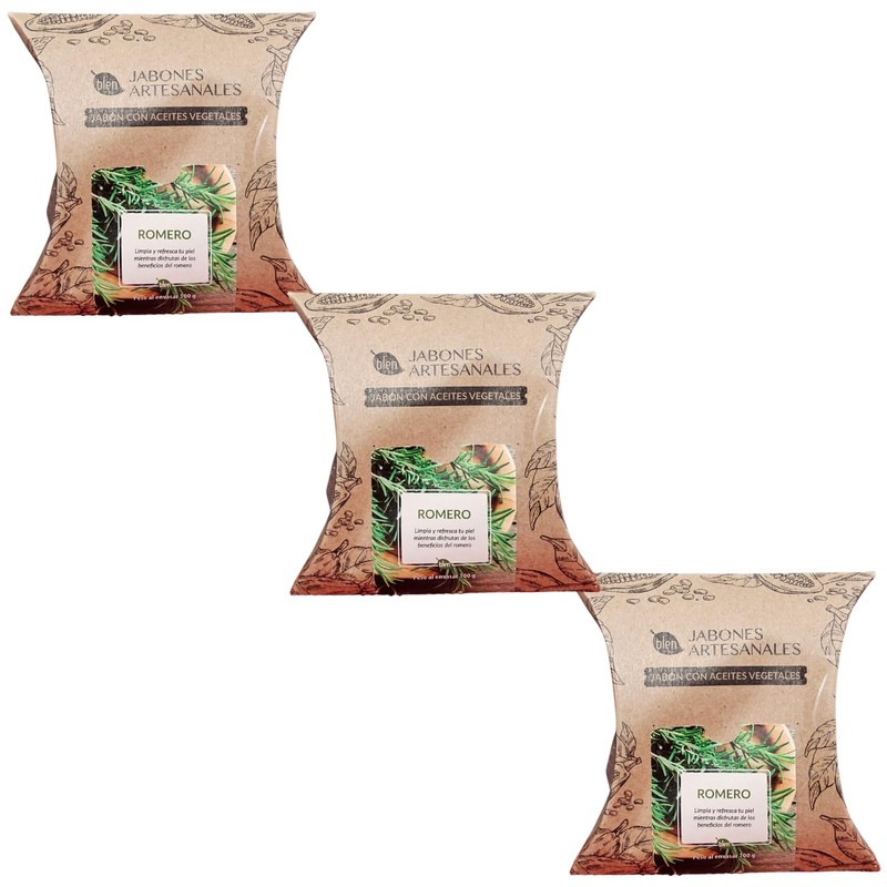 Jabon artesanal romero 100 gr, paquete de 3 piezas