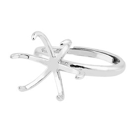 HOBBIESAY 6 Ring Base with Claws Adjustable Ring Blanks 925 19 x 19 mm Sterling Silver Base of the Claw Ring with Claw Setting Made of Irregular Stone Components for Jewellery Parts