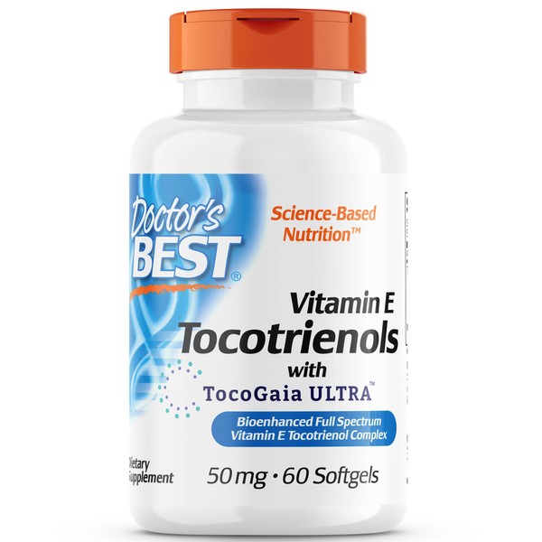 Doctor's Best, Tocotrienols with TocoGaia ULTRA®, Tocotrienol Complex, 60 Soft Capsules, Laboratory Tested, Gluten Free, Soy Free, GMO Free