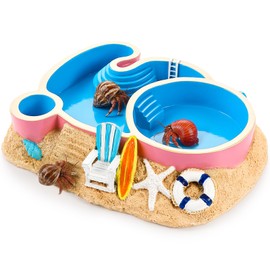 Gerrii Hermit Crab Water Bowl with Climbing Ramp, 2 Compartments, Round