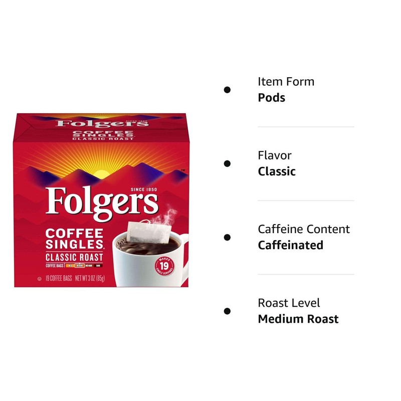 Folgers Coffee Singles - 19 packets per box, 12 boxes