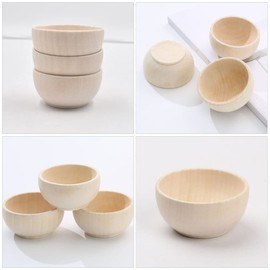 TEHAUX Wooden Sorting Bowls 5 Pcs Unfinished Wooden Craft Bowls Mini Pinch Bowls Nuts Candy Fruits Appetizer Bowl Side Dish for DIY Crafts Paint Dipping Sauce Condiment Bowls