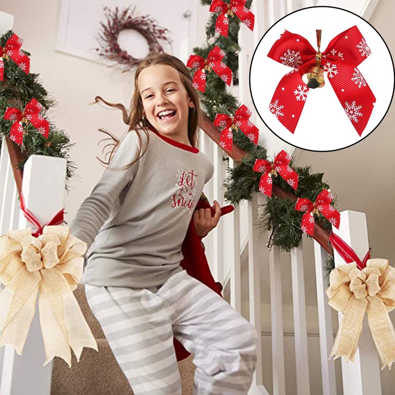 Christmas Bow, Pack of 50 Christmas Glitter Bowknots Satin Bows