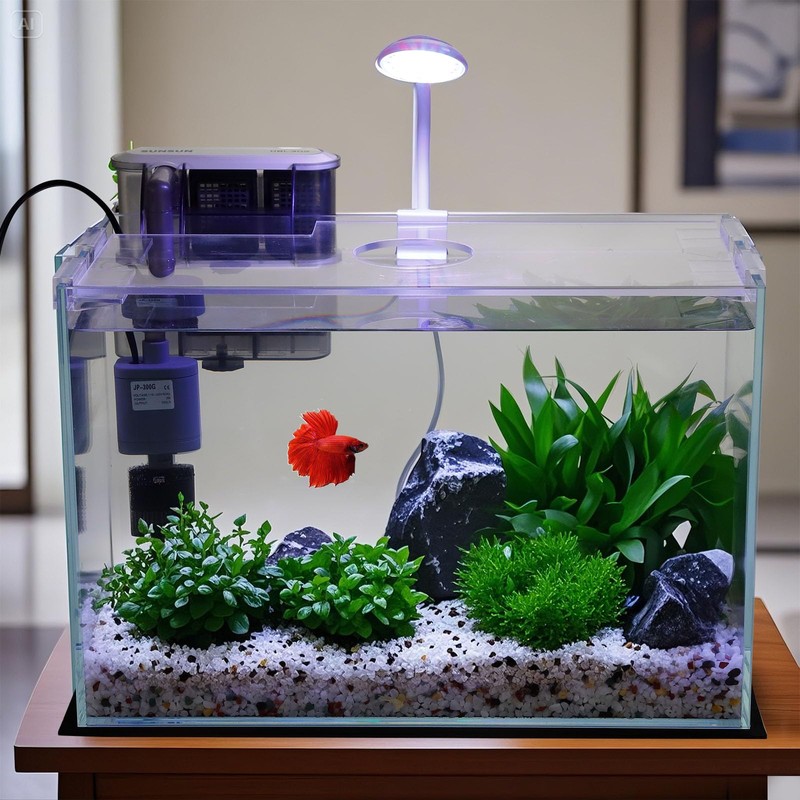 3 Gallon Glass Small Fish Tank, Betta Fish Tank Starter