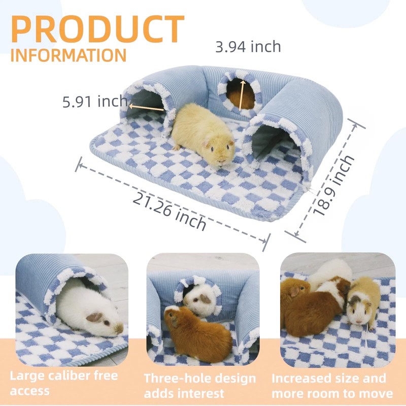 Lfokd Guinea Pig Hideout Tunnel with Warm Bed for Small
