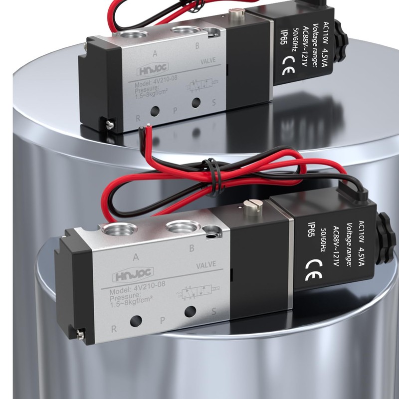 HNJPC 4V210-08 5/2 Way Pneumatic Solenoid Valve, 110V AC Single