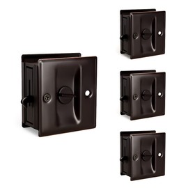 HOMOTEK 4 Pack Privacy Pocket Door Lock Hardware with Pull Pocket & Bi-Fold Door Hardware- Replace Old Or Damaged Sliding Door Locks, 2-3/4”x2-1/2”, for 1-3/8” Thickness Door, Oil Rubbed Bronze