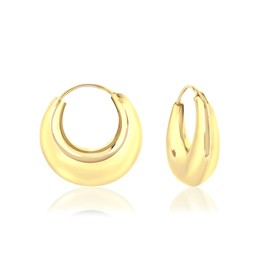 DTPsilver - Women's Thick Hoop Earrings 925 Sterling Silver Yellow Gold-Plated - Thickness 3.5-4.5 - 5.5-7.5 mm - Diameter: 15, 18, 24, 30, 40, 50, 60 mm, Sterling Silver