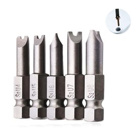 50MM Long Screwdriver Bits Set 5 PCS Magnetic U Type Screwdriver Bits Set, 2 Inch Long Flat Head Screwdriver Bit Set 1/4 Inch Hex Shank Screwdriver Bit Set